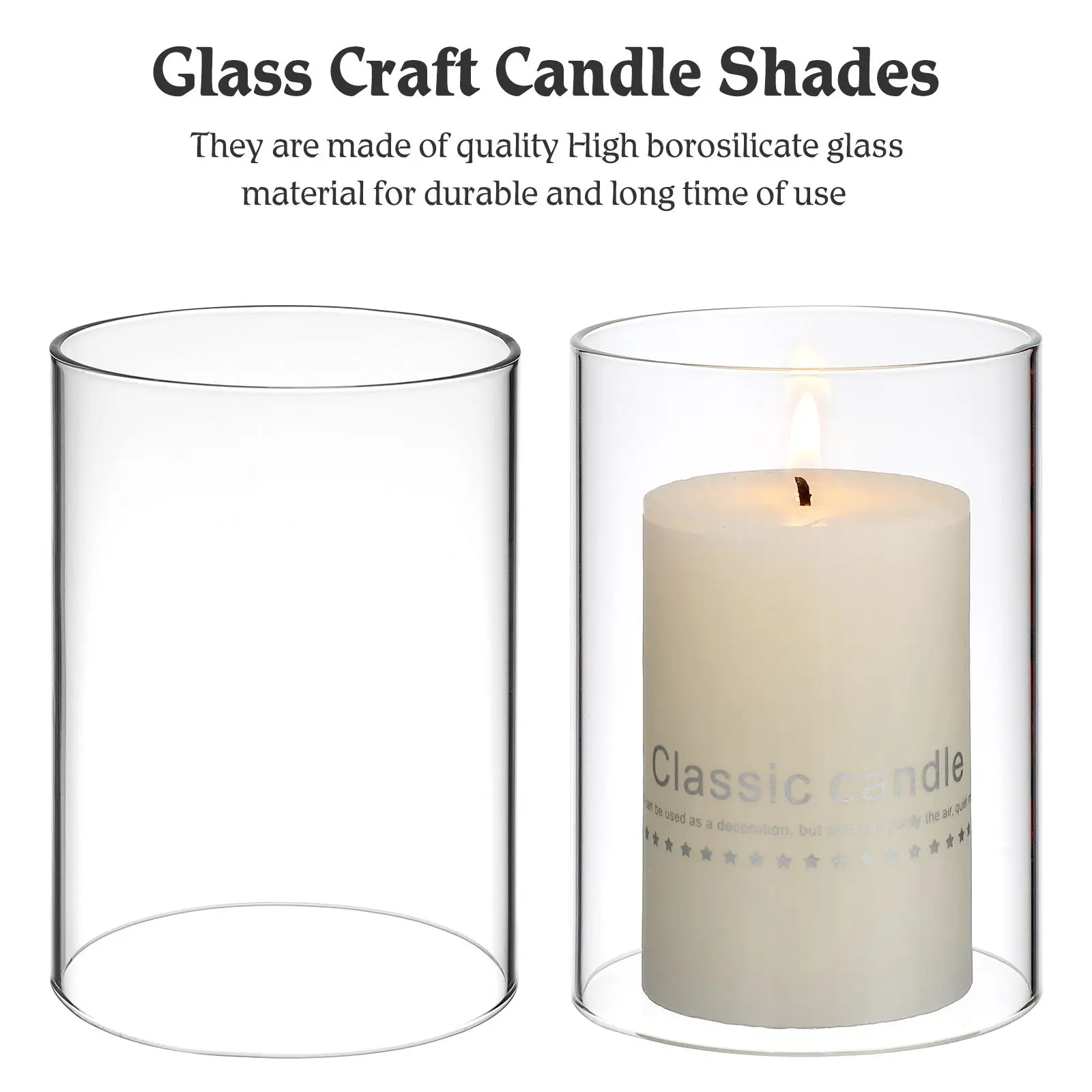 2 Pcs Glass Lampshade Wind Protector Open Cover Tube Covers Shades for Candles Light