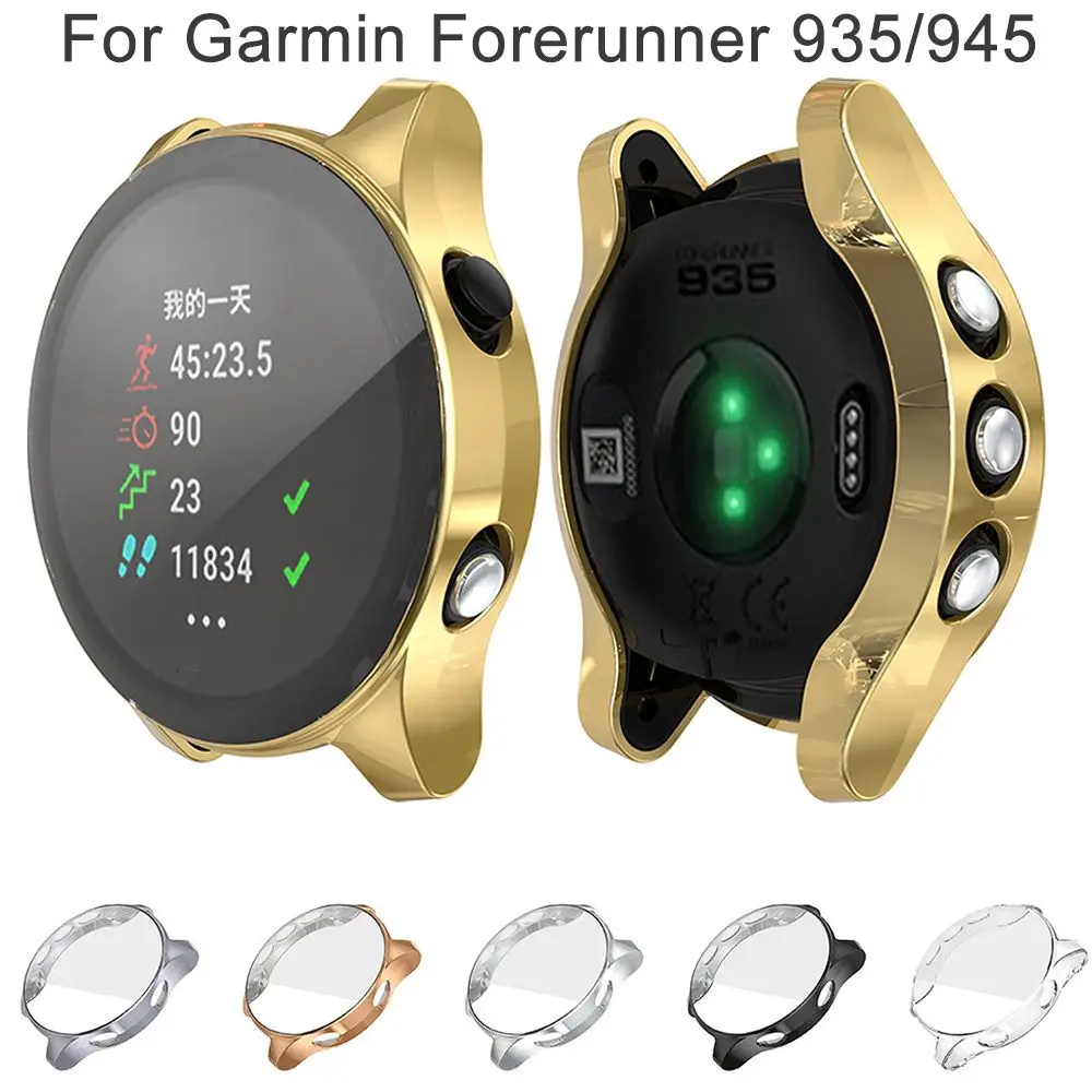 Luxury Shockproof Electroplated Screen Film TPU Watch Case Protective Cover Touch For Garmin Forerunner 935 945