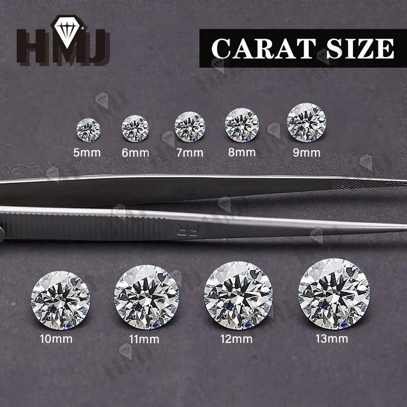 مويسانيتي حجر شكل دائري قطع رائعة D/أسود/أزرق مائي/لون الشمبانيا VVS1 وضوح 0.5-5CT GRA شهادة خرز للمجوهرات