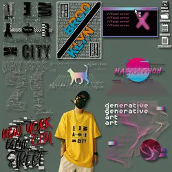 New York City Generative art Mathematical formula Character Patch for Clothing Heat Transfer PVC Patch DIY Appliques