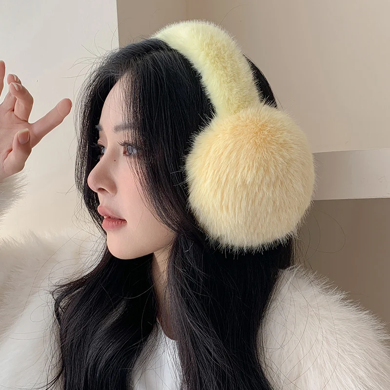 

Winter Solid Color Earmuffs Soft Thicken Plush Ear Muffs Unisex Fluffy Foldable Ear Covers for Women Outdoor Earflap Accessories