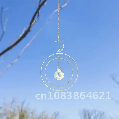 

Crystal Sun catcher Moon Wind chime Pendant Rainbow catcher Hanging Prism Stone Beads Home Window Windchimes Car Decoration Cha