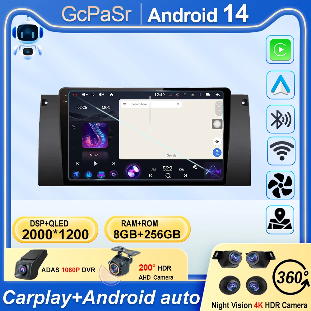 

Car Radio for BMW 5 E39 1995-2003 E53 X5 M5 4G Car Multimedia WIFI 4G GPS DVD Autoradio Car 2din Android Wireless CarPlay Stereo