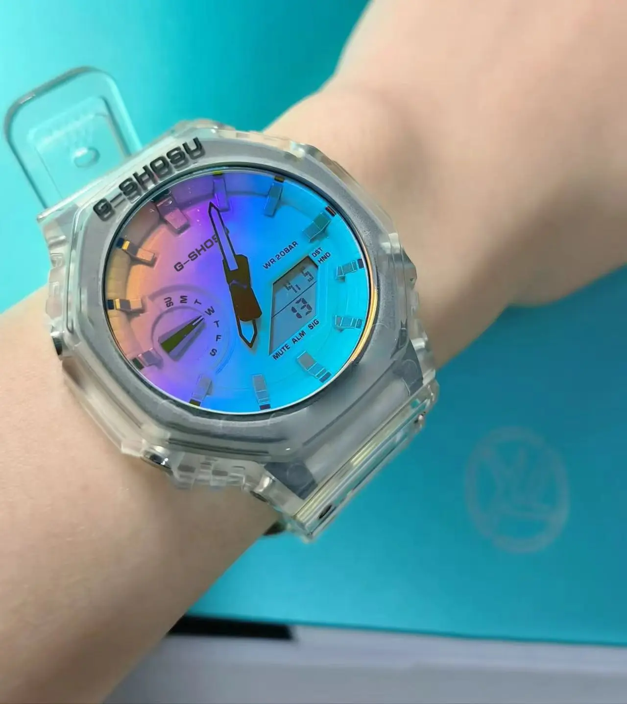 ساعة بلاك رينبو الرياضية الرقمية الإلكترونية للجنسين، وظيفة كاملة، شاشة LED مزدوجة، قرص كبير