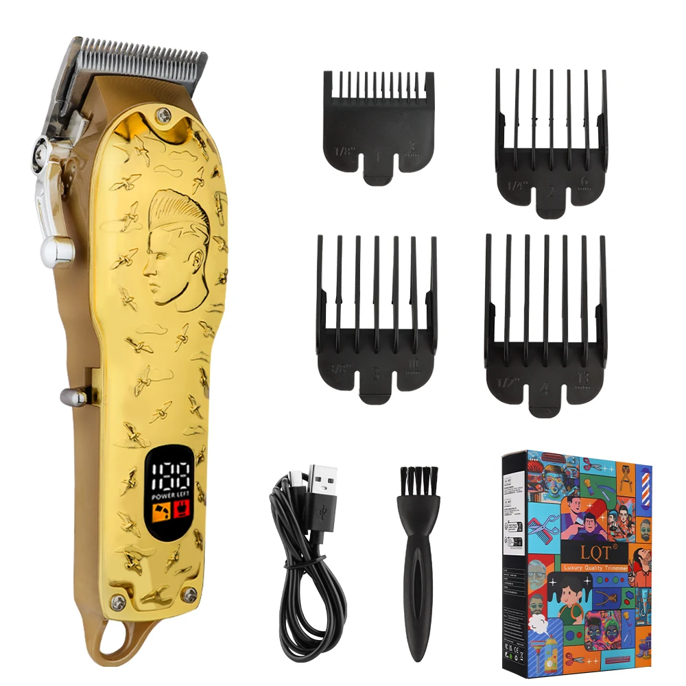 LQT Men's Hair clipper - Rechargeable hair trimmer with LED display, cordless hair trimmer for home and barber