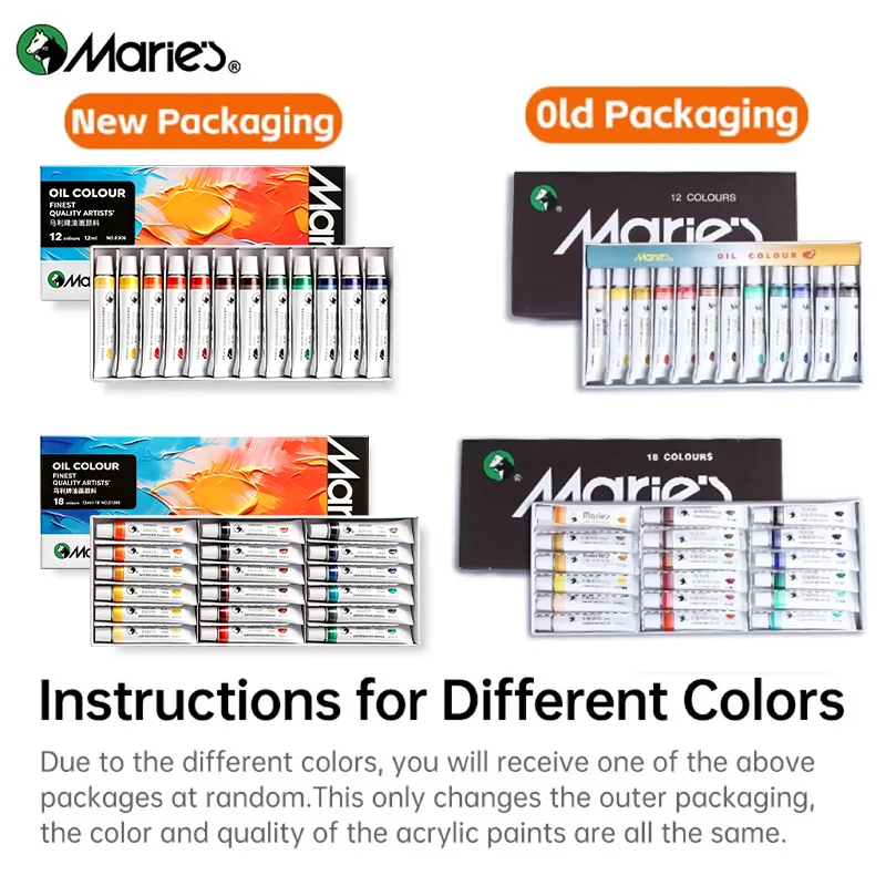 19 pcs Marie\'s Oil Paint Kit,12 Colors Oil-Based Pigment & 7pcs Brushes,12ml/0.42oz Tubes,Vibrant Oil Painting Set for Crafters