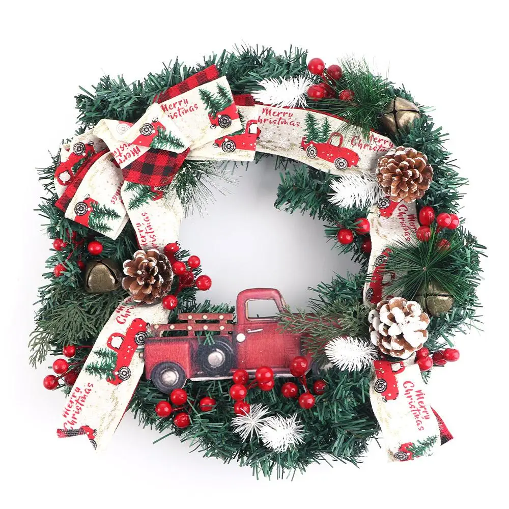 Supplies Merry Christmas Farmhouse Wall Decor Front Door Decorations Artificial Garland Hanging Ornaments Christmas Wreath