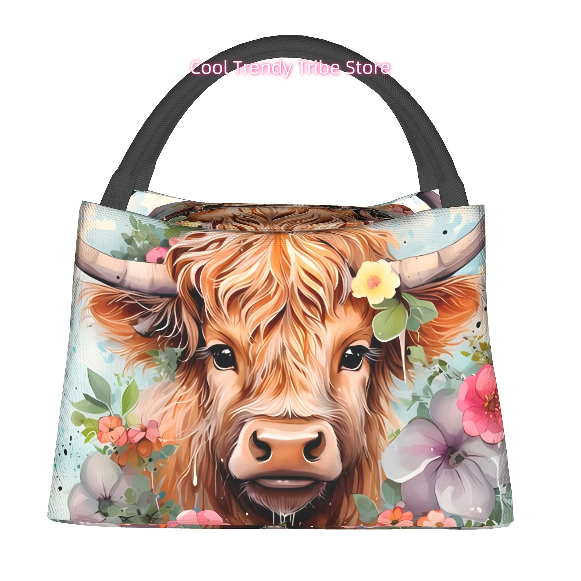 1pc Bull Pattern, Portable And Reusable Refrigerated Bag, Insulated Lunch Bag, Used for Camping, Picnicking, Beach, Home, Restau