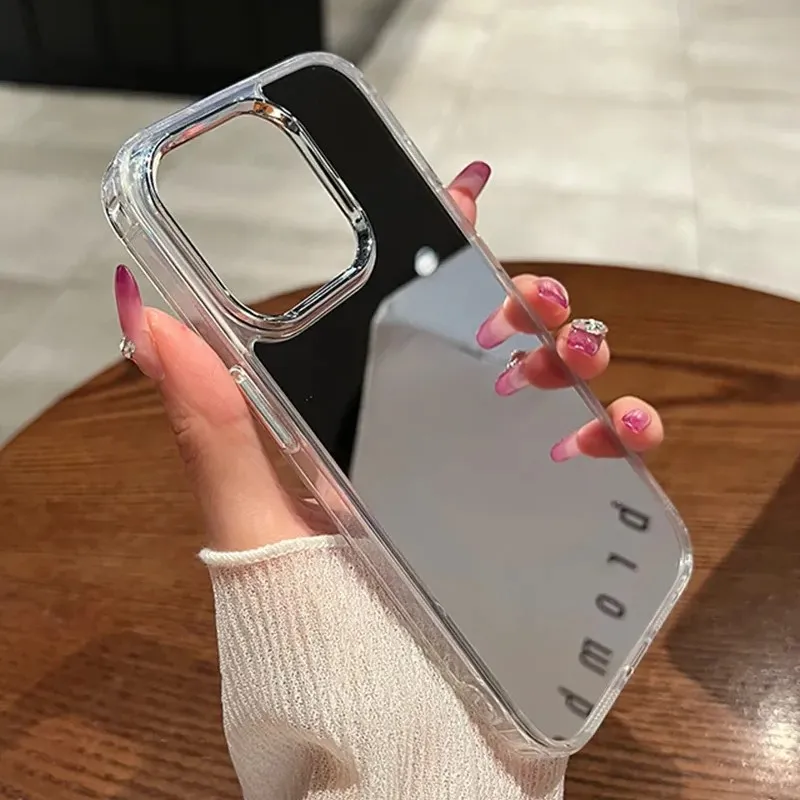 الفاخرة الاكريليك مرآة لوضع مساحيق التجميل جراب هاتف آيفون 17 16 15 14 13 12 11 برو ماكس XS X XR تصفيح للصدمات الغطاء الخلفي #1