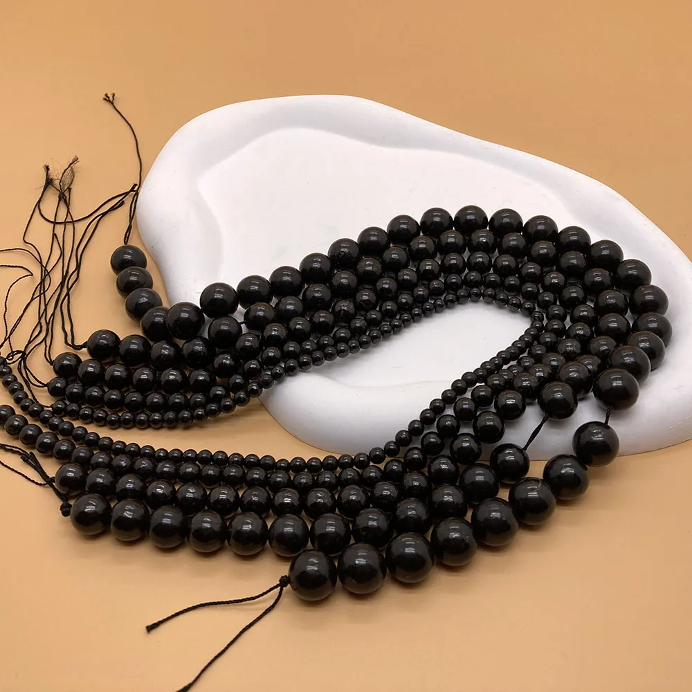 4–12 mm schwarzer russischer Schungit-Rundstein, Schungit-Energie-Edelstein zum Reinigen, DIY, für Männer und Frauen, Chakra-Geschenk – Detail 6