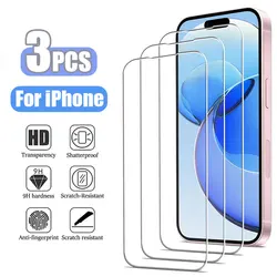 3 SZTUKI szkła hartowanego do iPhone'a 16 Pro Max 15 14 Pro 11 12 13 Mini Screen Protector do iPhone'a 16 Plus XR XS MAX Szkło ochronne