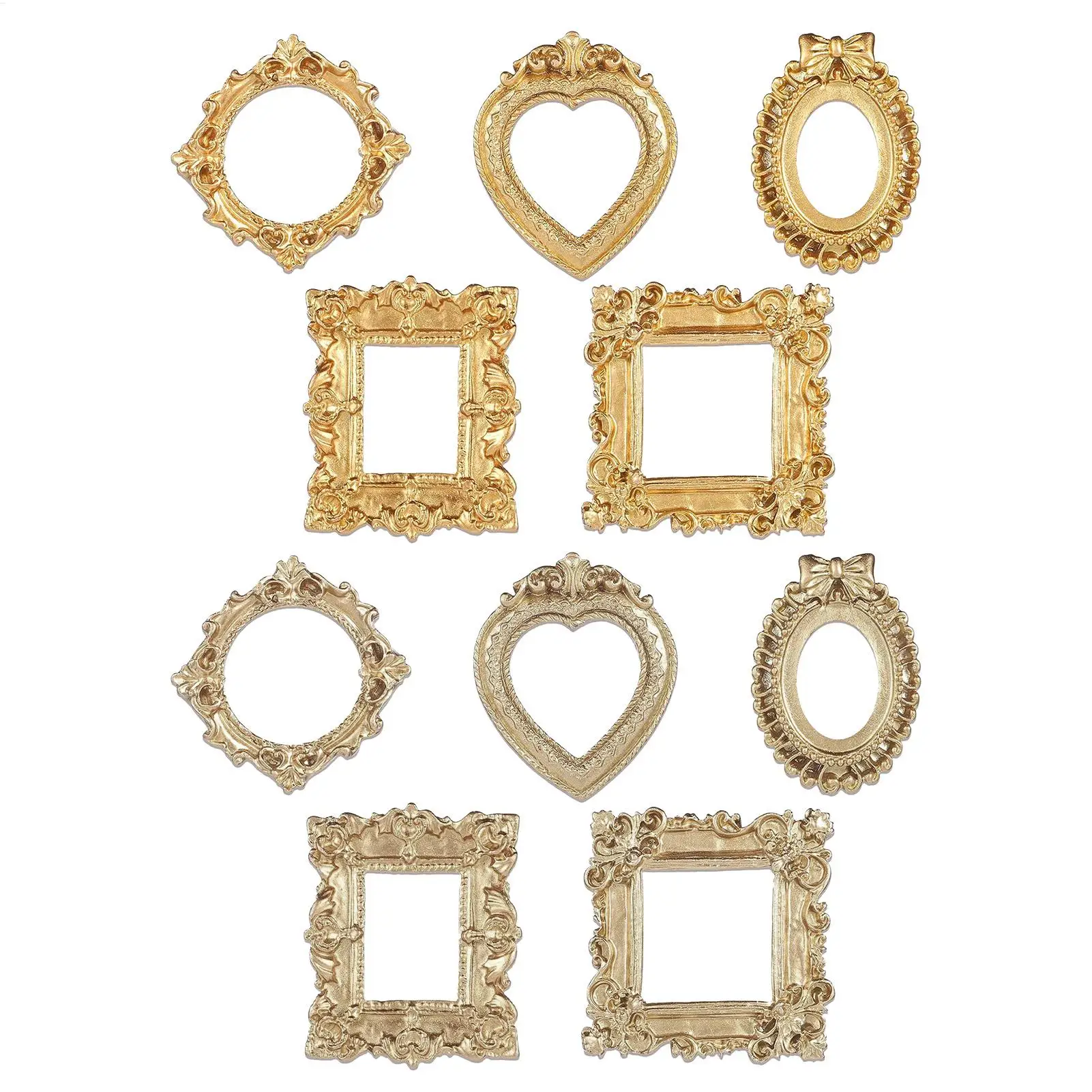 5Pcs Gold Mini Photo Frames, Retro Tabletop Picture Frame Set, Vintage Desk Decor for Living Room Bedroom Office Dorm