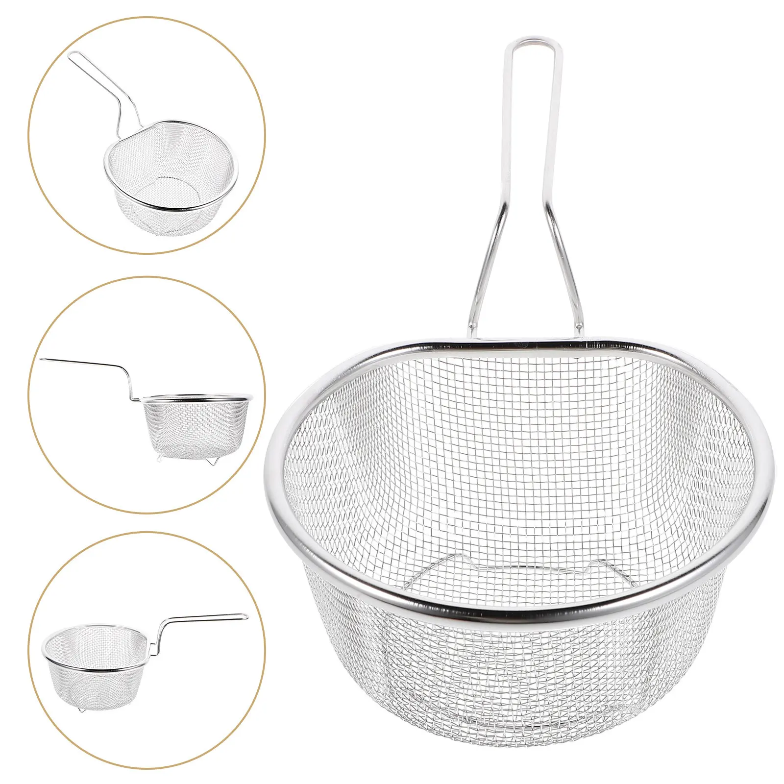 

Корзина для фритюра из нержавеющей стали 21 см, сверхпрочная, для слива масла, многоразовая, кухонный гаджет, инструмент для жарки