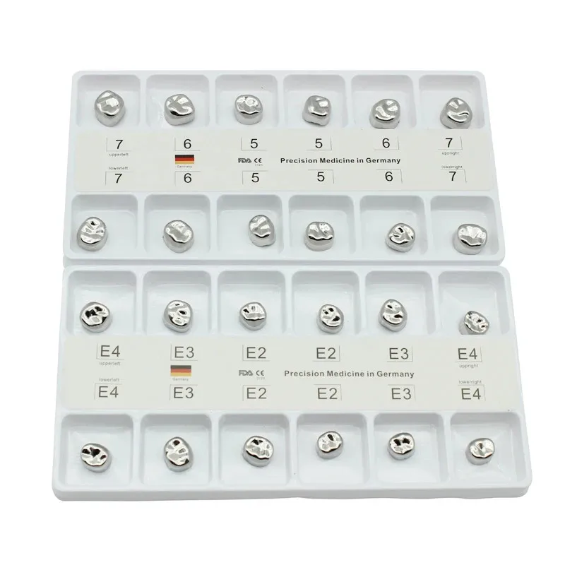 

12Pcs/Box Dental Preformed Metal Crown Stainless Steel Temporary Crowns Primary Molar Adult Kids Dentistry Therapy