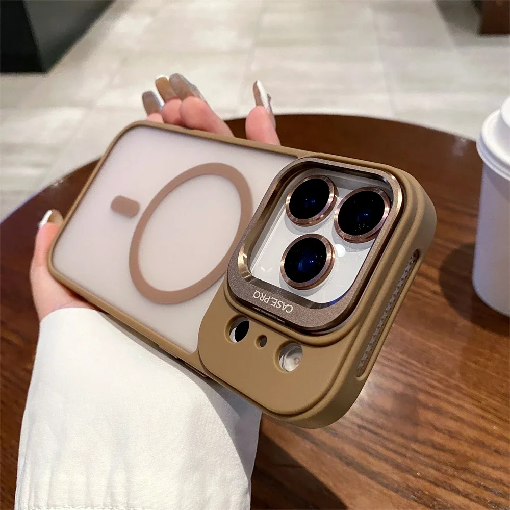 Funda de carga inalámbrica magnética transparente mate a la moda para IPhone 17 Air 16E 15 14 Plus 13 12 Pro Max soportes lente cámara cubierta protectora