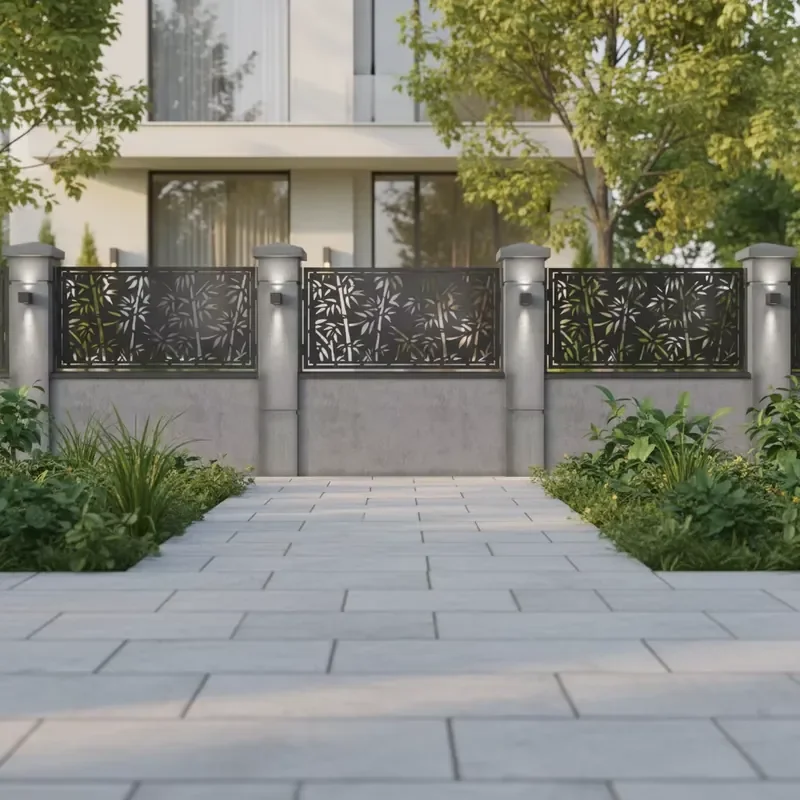 Aluminum Modern Eco-friendly Outdoor Garden Fence Panel 6 Feet High Chemical Safety Privacy Metal Screen Courtyard 3D