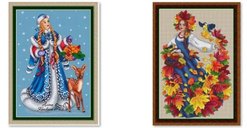 

Top Quality Lovely Counted Cross Stitch Kit Cross Stitch Set Cotton Embroidery Kits Autumn Russian Women