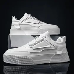 Spring and Summer Men's Little White Shoes 2023 New Thick Sole Elevated Sports Board Shoes Man's Korean Board Casual Mens Shoes