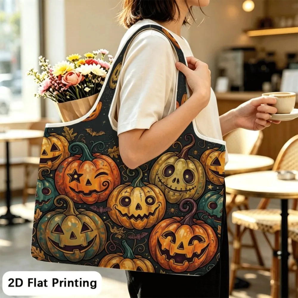 Pumpkins join spooky carnival Foldable multifunctional tote shoulder bag, no extra burden.