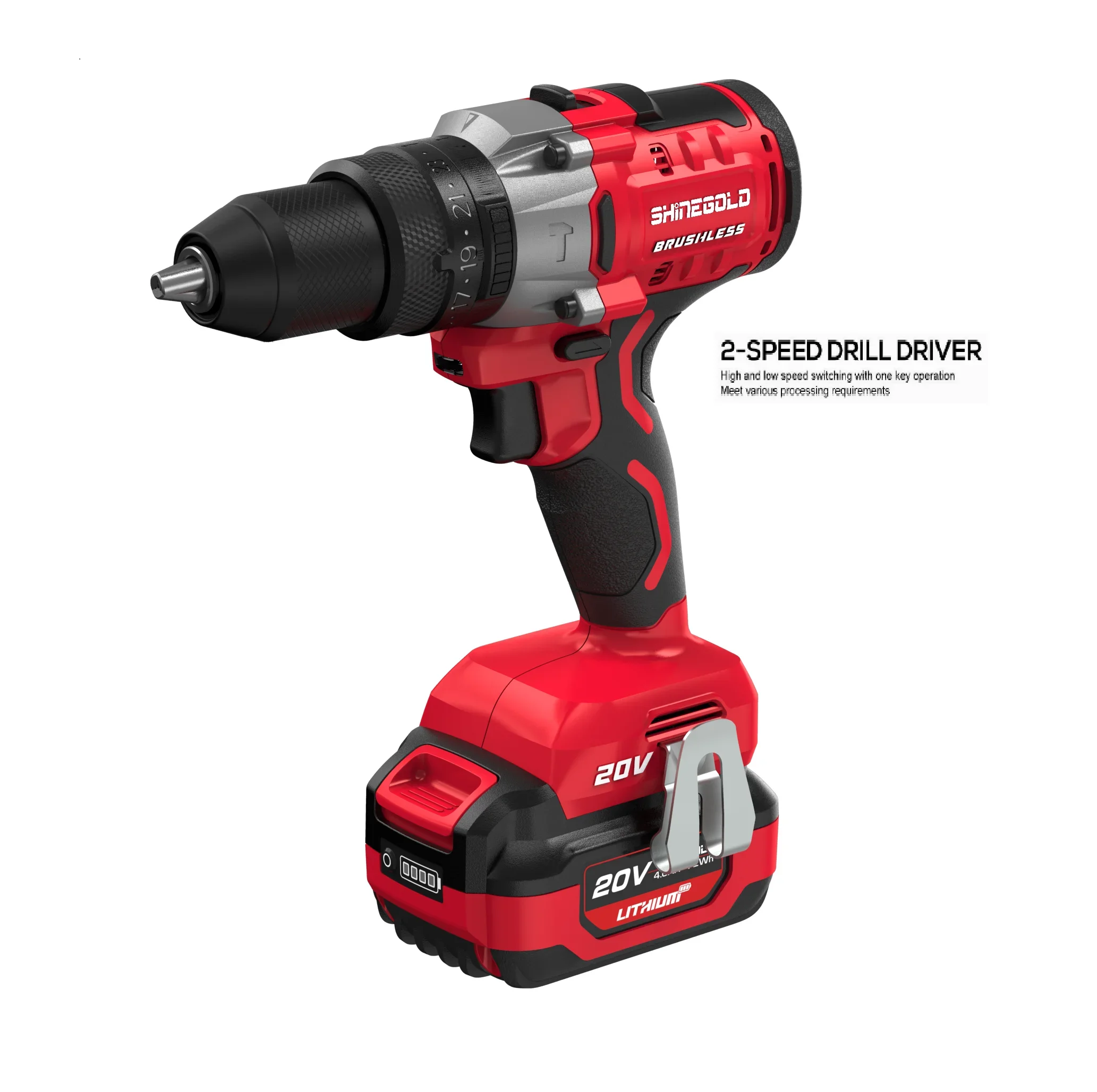 

High Quality 13MM Power Drill 20V Brushless Double Speed Impact Drill Impact Drill Cordless With 23 Torque Setting