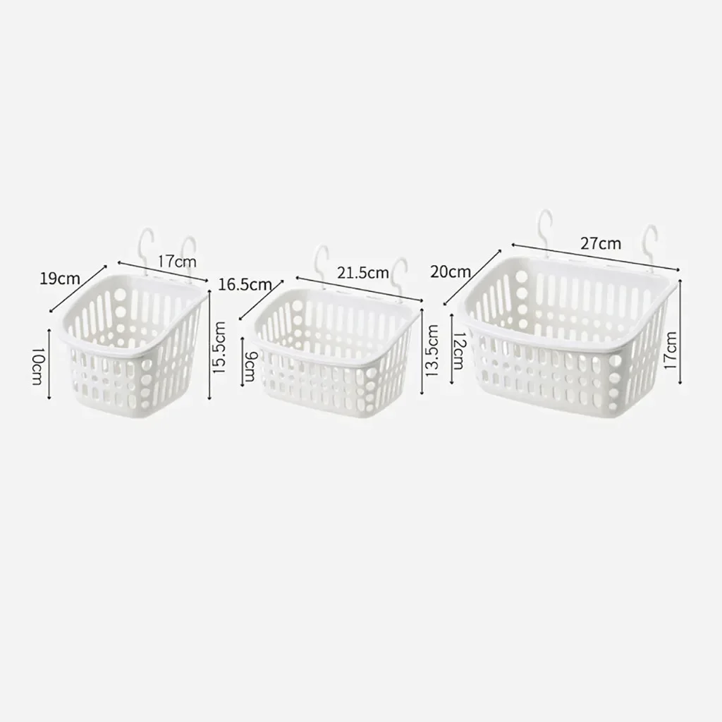 Plastic Home Storage Basket Hanging Shower Basket With Hook For Bathroom Storage Holder Kitchen Hook Basket Storage Organizer