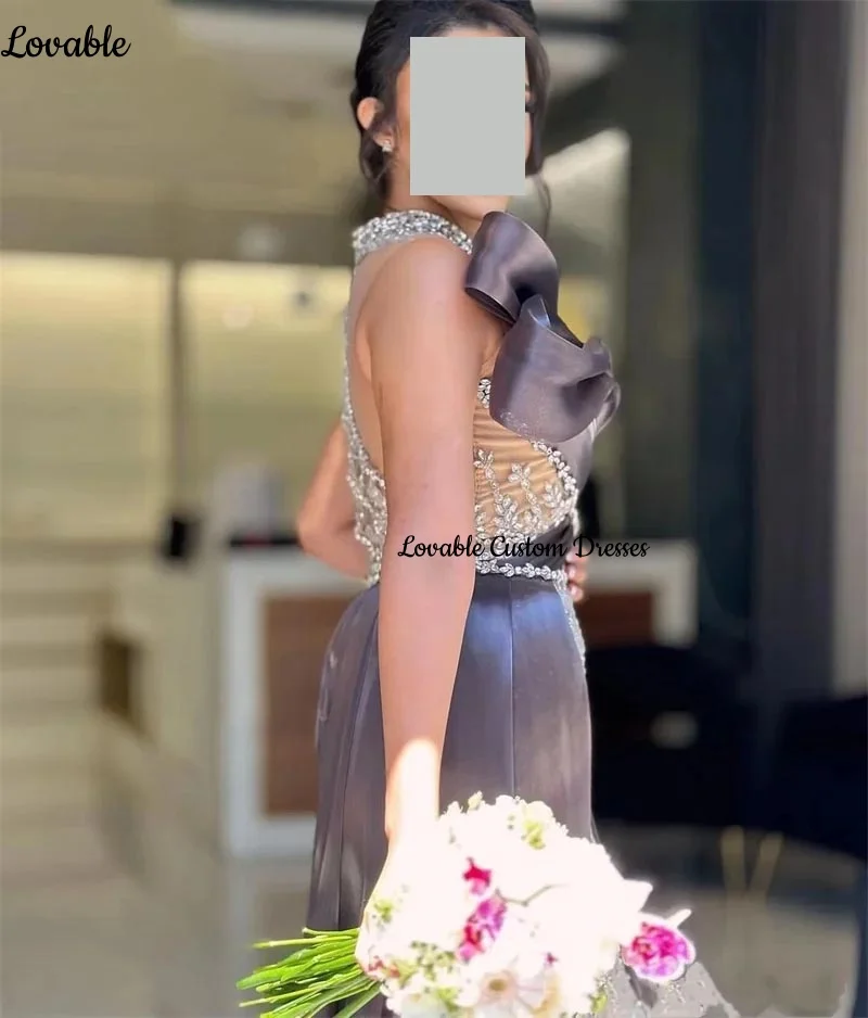 Customized فساتين سهرة Sheath One-Shoulder Floor-Length Beadings Luxury Evening Dresses Sleeveless Zipper Up Lining Prom Dresses image 3