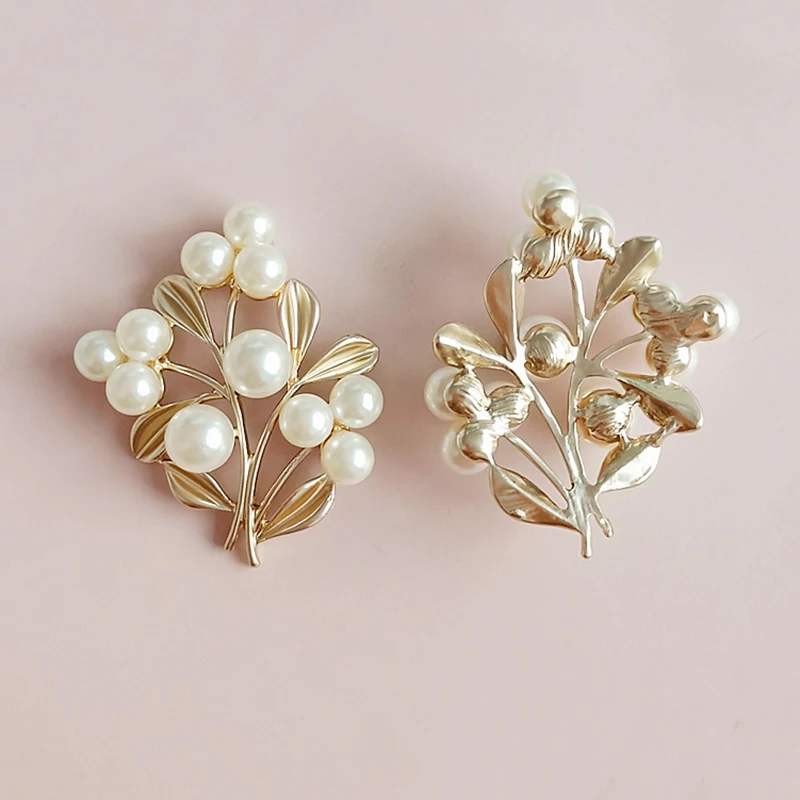 Engood 30Pcs Pearl Rhinestone Branches Button Sewing Trim & Embellishments Craft Buckle for DIY Wedding Bridal Headdress Jewelry