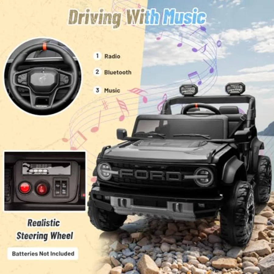 2 Seater 24V Ride on Toys for Big Licensed  Bronco Raptor Powerful Wheel with Remote Control Headlight/Music Player/Suspension