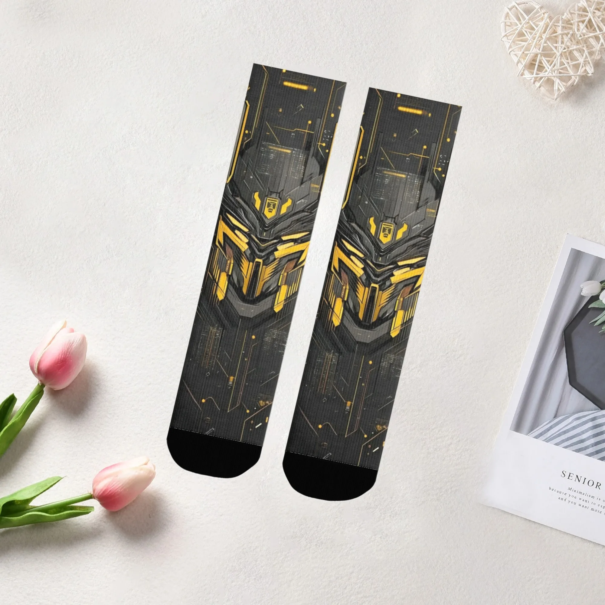 Mechanical Mask Socks Wear-resistant Lightweight Wrinkle-resistant Men's Socks Cycling Hiking Camping Punk Fashion Novel Socks