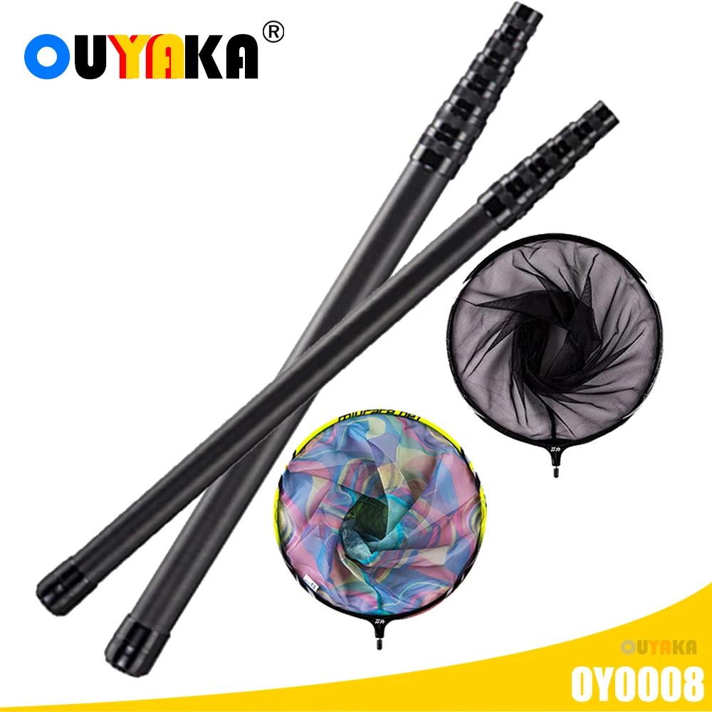 

Fishing Folding Net Titanium Alloy Head Fly 1.7-2.4m Carbon Collapsible Telescopic Carbon Pole Nets Pesca Accesorios Mar Tackle