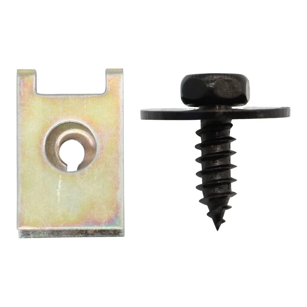 20 Metal U-Type Clips 6mm with Screws for Automotive Car Door Panel and Interior Weatherstrip Fastening Applications