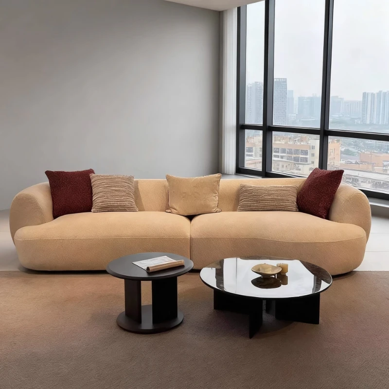 

Italian Style Minimalist Chenille Sofa Straight Multi-person Sofa Customizable Couch Designer Selection Living Room Furniture