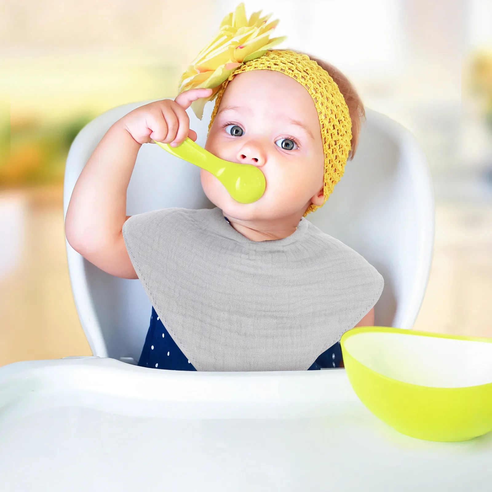 

5Pcs Triangular Baby Bibs Water-Absorbing Soft Cotton Yarn Drool Towels for Newborns Quick-Dry Comfortable Eating Bibs Summer