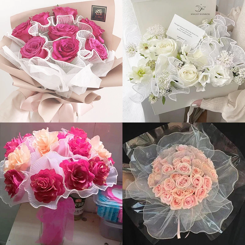 28cm * 4.5M Pearl Wave Edge Flower Wrapping filato Bouquet floreale fai da te carta da imballaggio compleanno festa di nozze Festival regali Decor