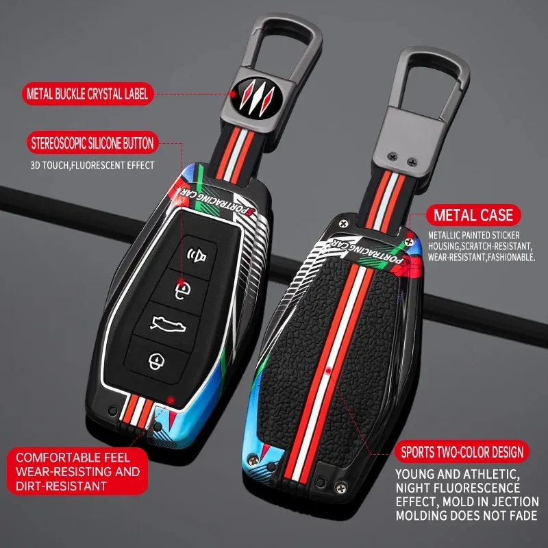 Zinc alloy + silicone car key case cover shell for Renault Grand Koleos Geely Coolray X6 Emgrand 2024 2025 4 buttons Accessories