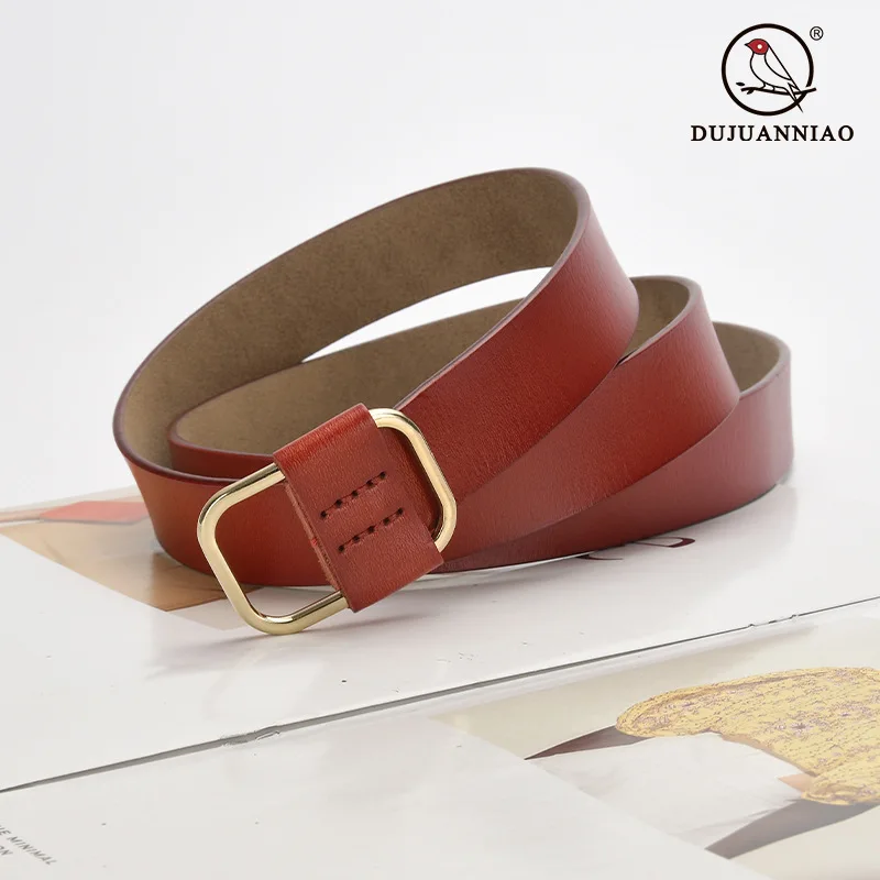 Square buckle belt for women genuine leather decoration jeans belt simple and versatile casual belt
