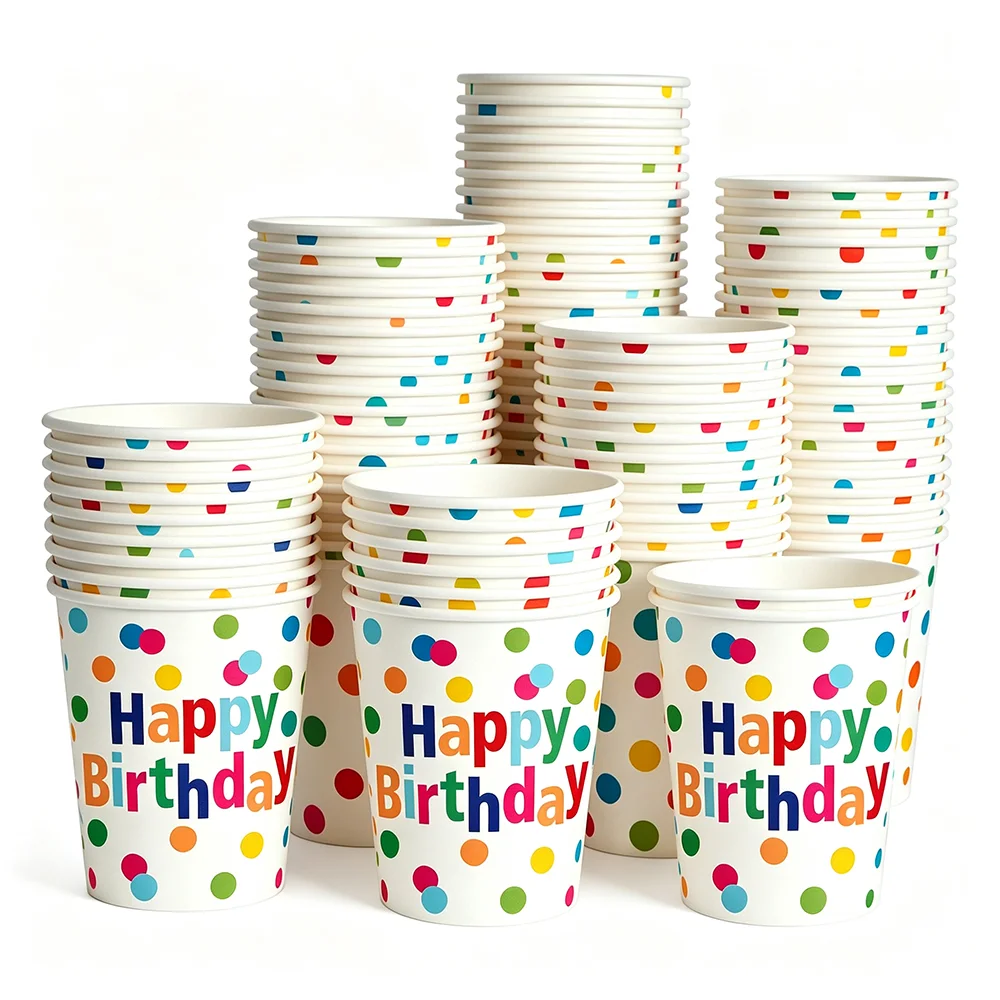 20/40/60Pcs DisposableTableware Colorful Polka Dot Paper Plates Cups Mixed Color Gingham Paper Napkins Birthday Party Supplies