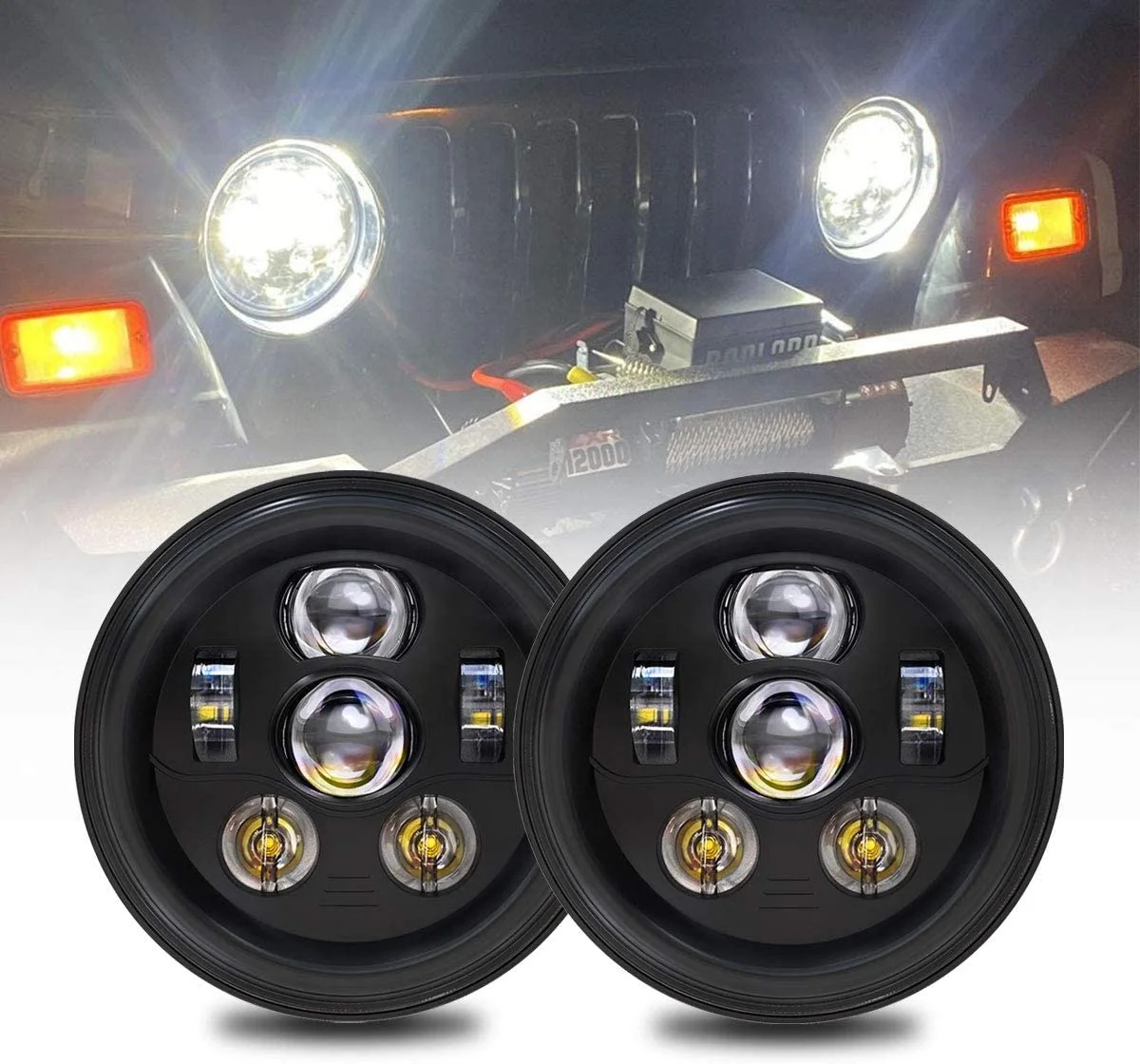 For Jeep Wrangler 7 inch Led Projector Headlight 2007-2017 JK Headlight Accessories