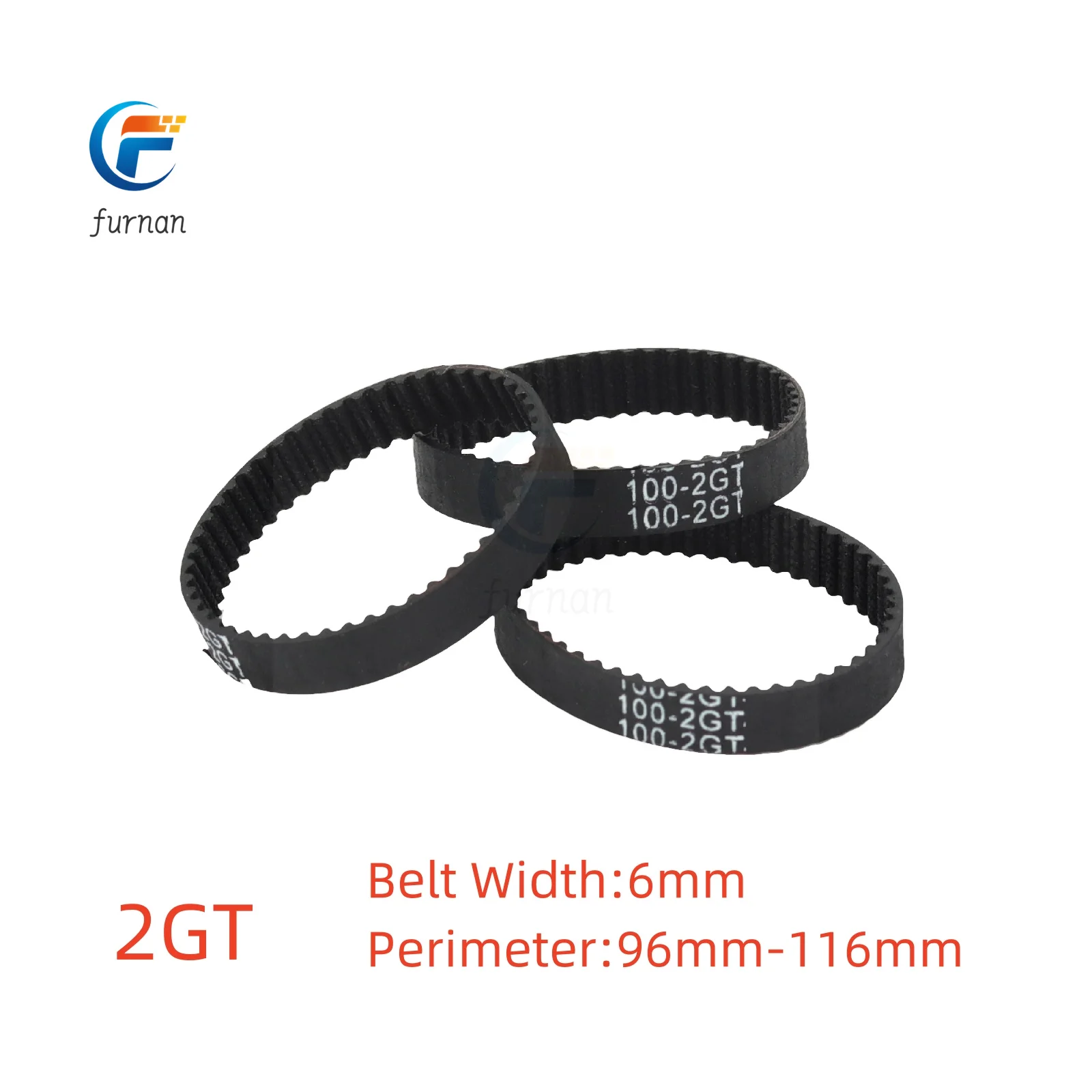 3D Printer Parts GT2 6mm 2GT Closed Loop Rubber Timing Belt  96 98 100 102 104 106 108 110 112 114 116 mm polia gt2