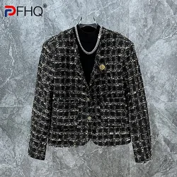 PFHQ Jacket Men Luxury Fashionable Trendy Woolen Niche Top Loose 2024 Long Sleeve Male Tops Korea Fashion Casual 21Z5594