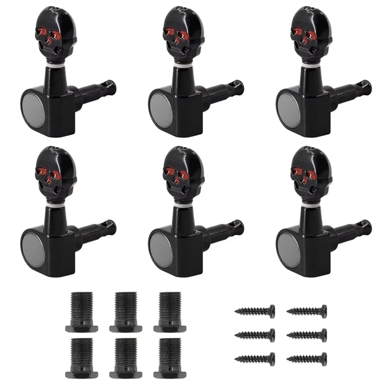 

6PCS Skull Head Guitar Tuning Peg Metal Machine Head Tuners Electric Guitar Replacement Parts