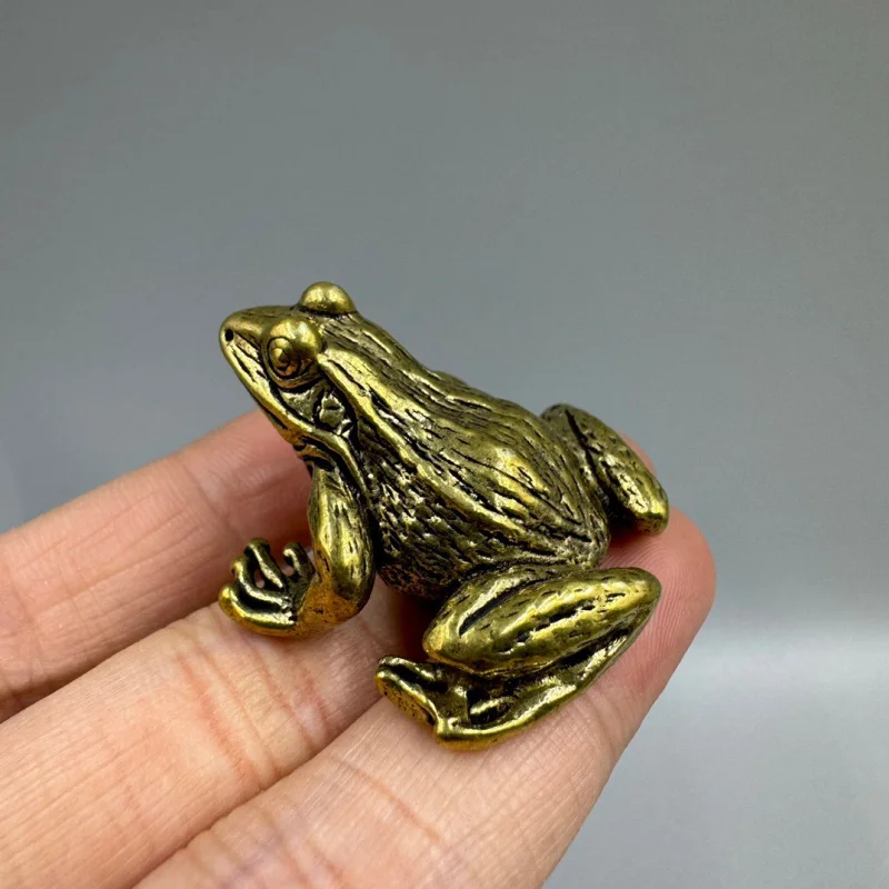 Copper Frog Small Ornaments Fish Tank Landscaping Micro Landscape Desktop Tea Ornaments Office Living Room Craft Ornament