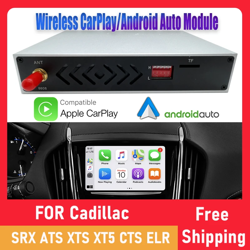 Wireless Apple Car Play Android Auto BOX For CUE Cadillac SRX ATS XTS XT5 CTS ELR Escalade 2013-2018 Mirroring Retrofit Kit