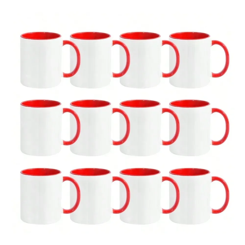 

Sublimation Mugs With Colored Handles Interiors,Tazas Para Sublimar, Xmas Gifts Bulk Mugs For Custom Designs Branding, 12 Pack