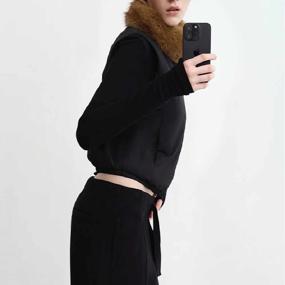 2025, dames wintervest met grote bontkraag, ritssluiting, losse pasvorm, casual, Y2K nieuwe mode, hoge kwaliteit, veelzijdige bovenkleding