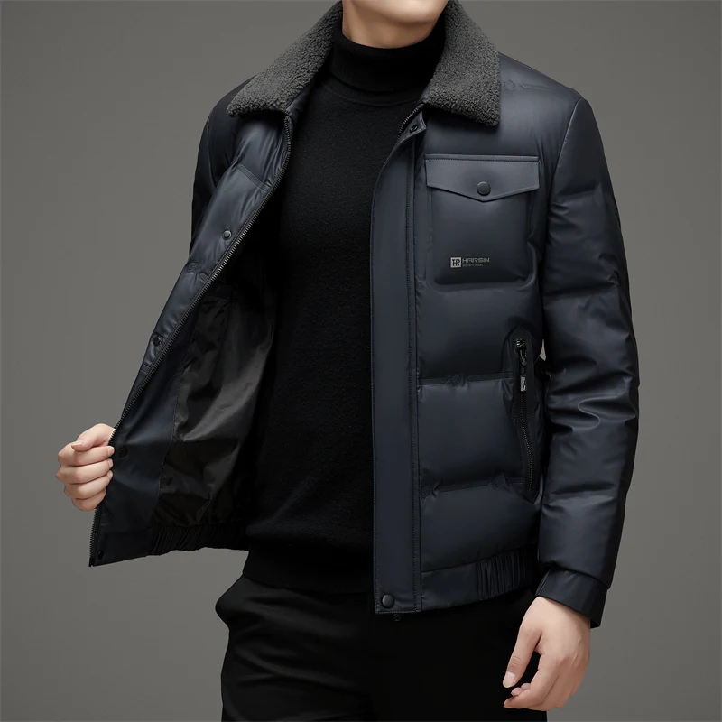 Chaqueta de plumón de pato para hombre, abrigo de estilo largo, parkas gruesas y cálidas, M-4XL, 2024