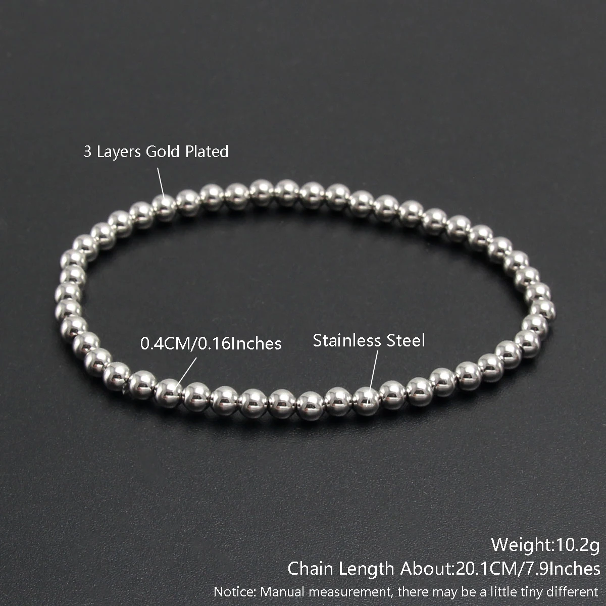 MHS.SUN Trend Stretch Roestvrij Stalen Armbanden Goud Zilver Kleur 2MM 5MM 8MM Gestapelde Bal Kralen Armband voor Vrouwen Mannen Sieraden