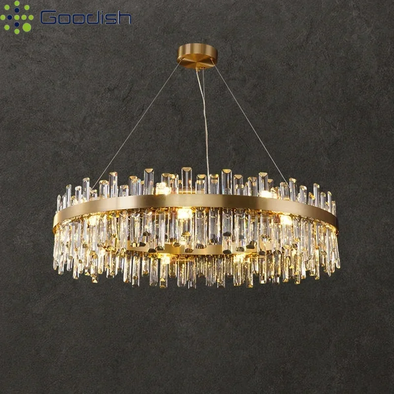Minimalist Nordic K9 Crystal Brushed Stainless Crown e27 LED Pendant Lights Lustre Lamps for Living Room Decoration Chandeliers