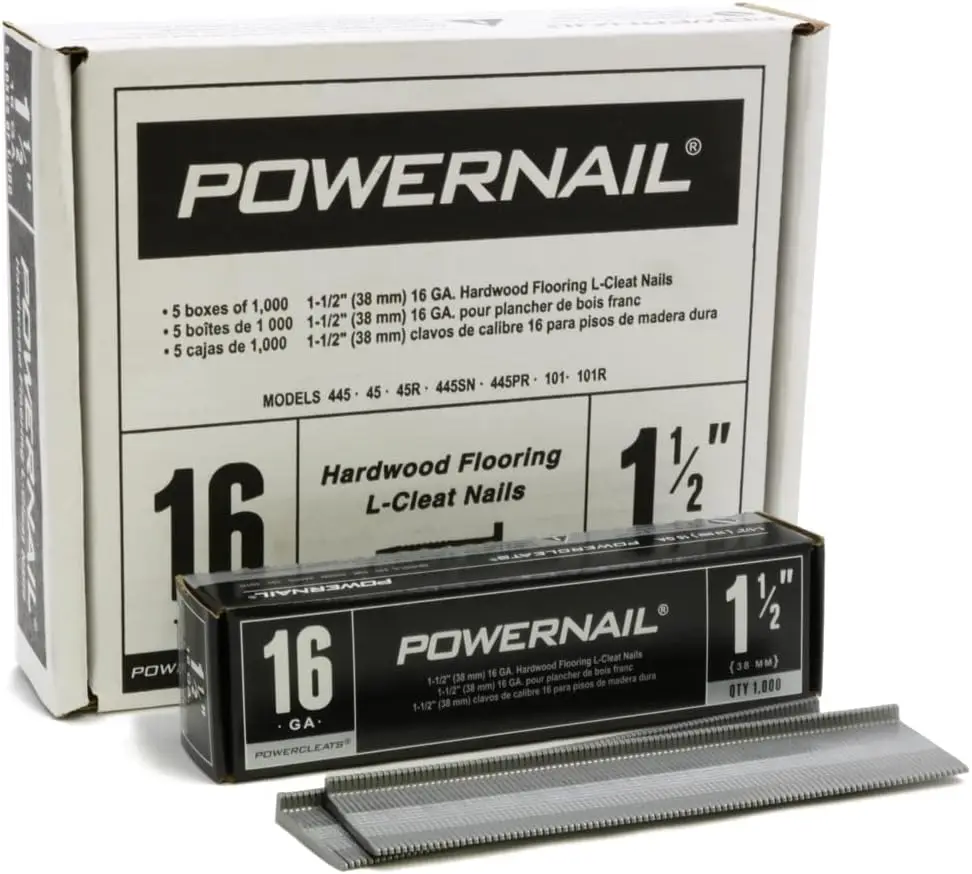 Powernail L150165 16 Gauge 1-1/2 Inch Length L-Cleat Nail for Hardwood Flooring (1 case of 5-1000ct boxes)