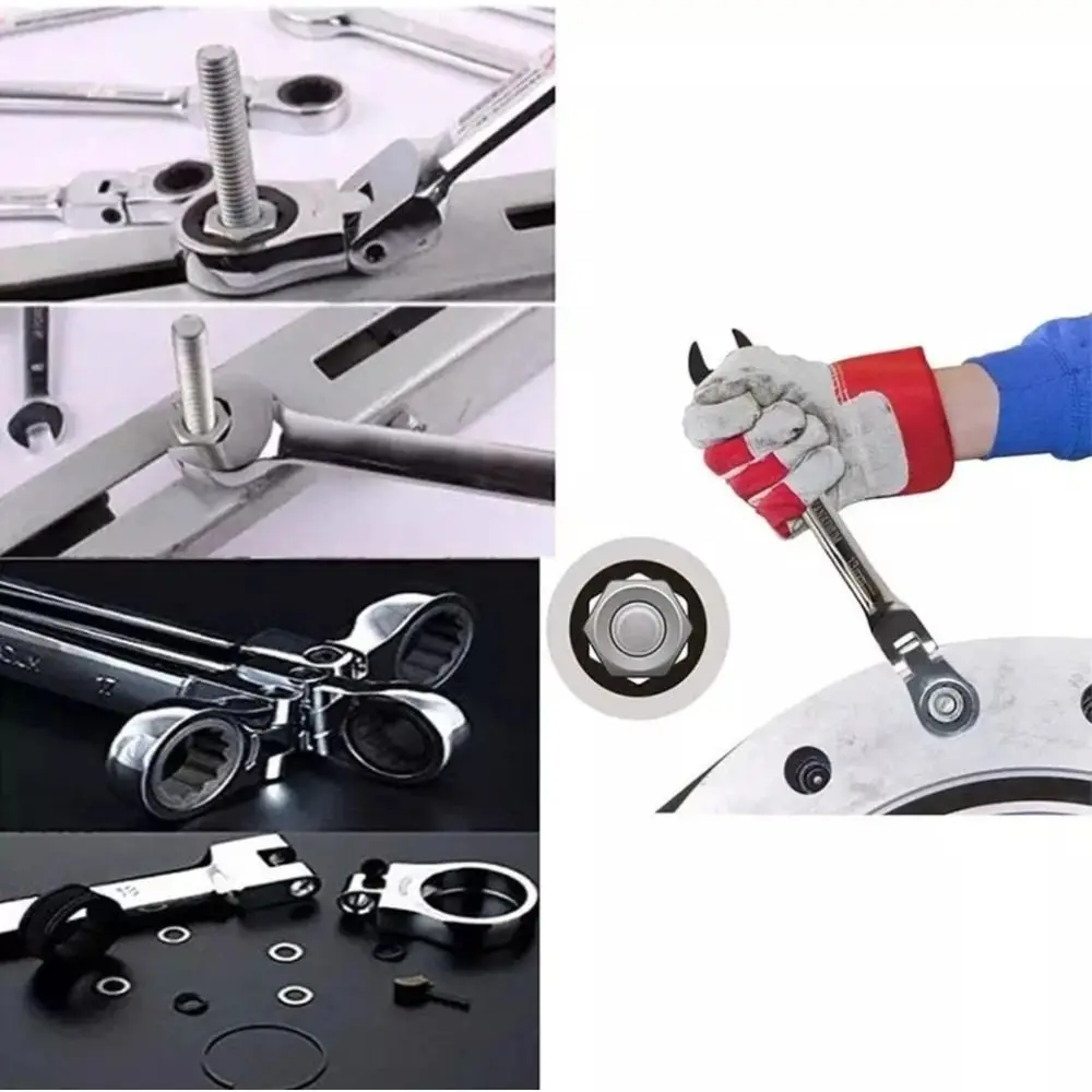 Car Repair Dual Heads Dual Heads Ratchet Wrench Quick Release 72 Teeth Reversible Ratchet Spanner 6-22mm Nut Tools